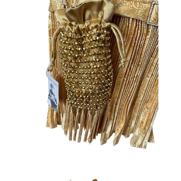 Betsey Johnson **RARE**Vintage Gold‎ Beaded Drawstring Fringe Bag – NWT